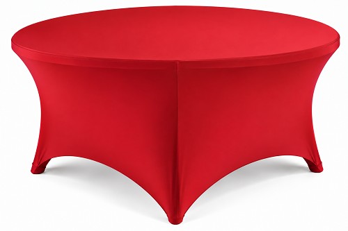 Red 72 inch round Spandex fitted tablecloths